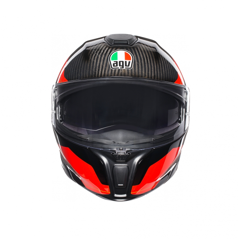 Kask Motocyklowy Szczękowy AGV Sportmodular Sharp Carbon/Biały/Pomarańczowy