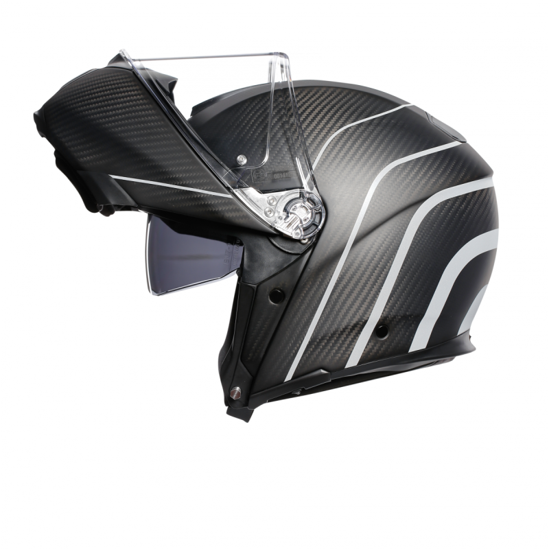 Kask Motocyklowy Szczękowy AGV Sportmodular Refractive Carbon Mat Odblaskowy