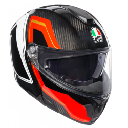 Kask Motocyklowy Szczękowy AGV Sportmodular Sharp Carbon/Biały/Pomarańczowy