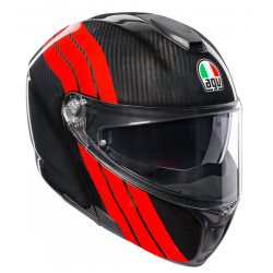 Kask Motocyklowy Szczękowy AGV Sportmodular Stripes Carbon/Czerwony