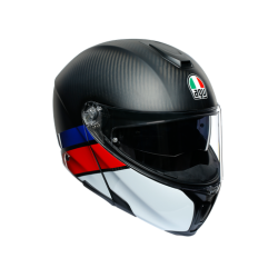 Kask Motocyklowy Szczękowy AGV Sportmodular Ray Layer Carbon/Czerwony/Niebieski