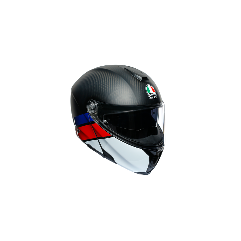 Kask Motocyklowy Szczękowy AGV Sportmodular Ray Layer Carbon/Czerwony/Niebieski