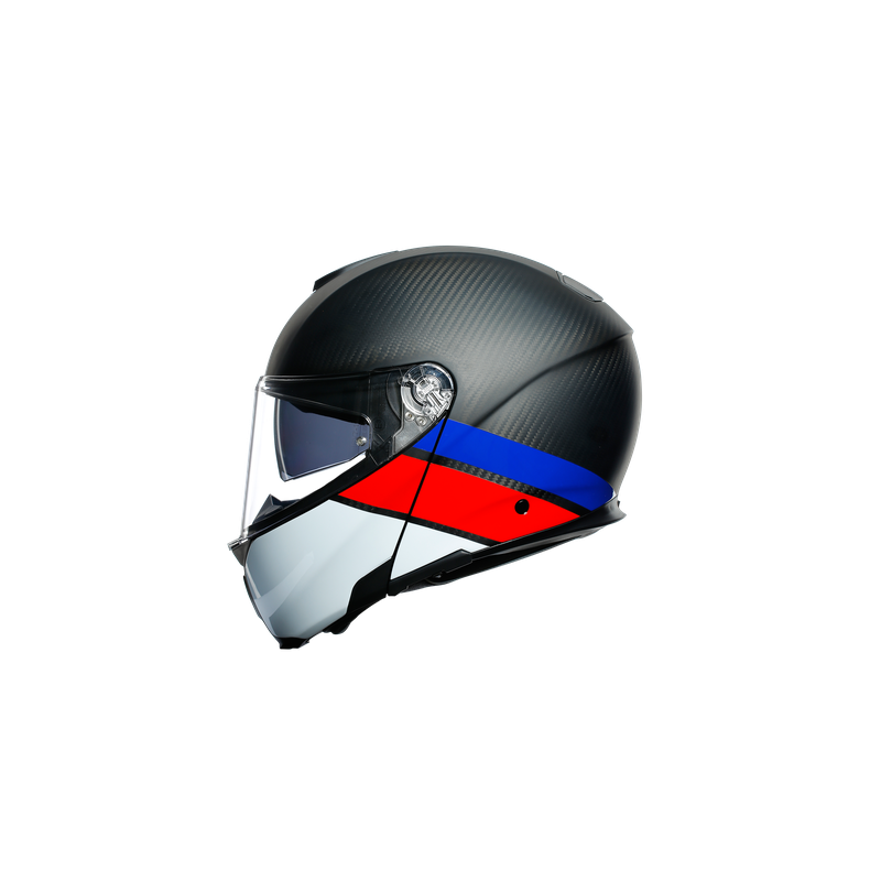 Kask Motocyklowy Szczękowy AGV Sportmodular Ray Layer Carbon/Czerwony/Niebieski