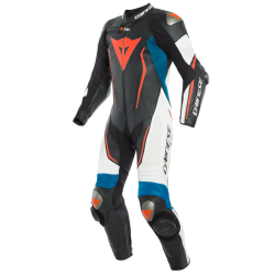 Kombinezon jednoczęściowy z poduszką powietrzną Dainese Misano 2 D-Air Biało/Niebieski/Czerwony-Fluo