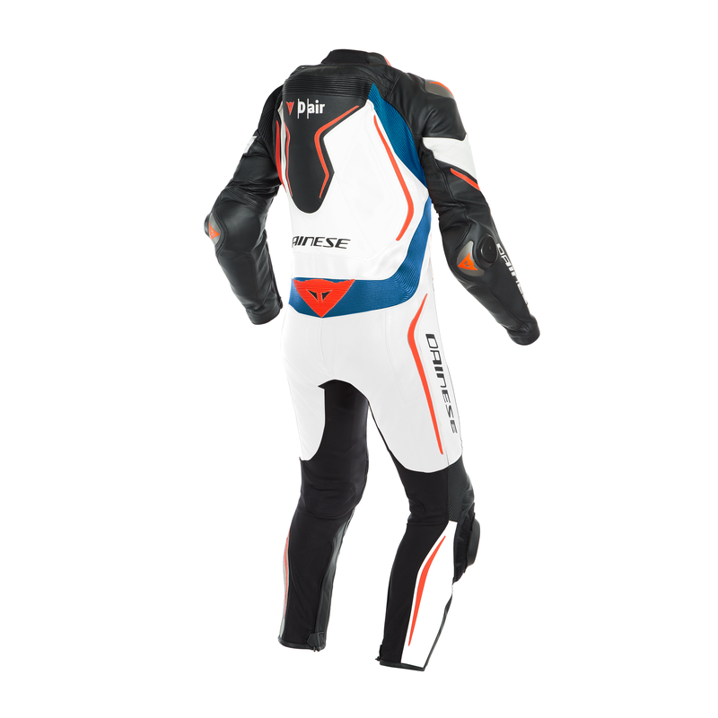 Kombinezon jednoczęściowy z poduszką powietrzną Dainese Misano 2 D-Air Biało/Niebieski/Czerwony-Fluo