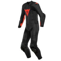 Kombinezon Skórzany Jednoczęściowy Dainese Laguna Seca 5 1PC Perforowany Czarny/Czerwony-Fluo