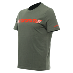 Koszulka Dainese T-Shirt Stripes Beżowo/Czerwona-Fluo