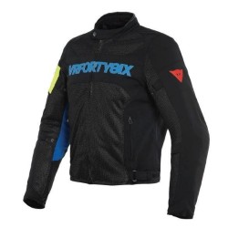 Kurtka Motocyklowa Tekstylna Dainese VR46 Grid Air Tex Czarno/Niebiesko/Żółta-Fluo
